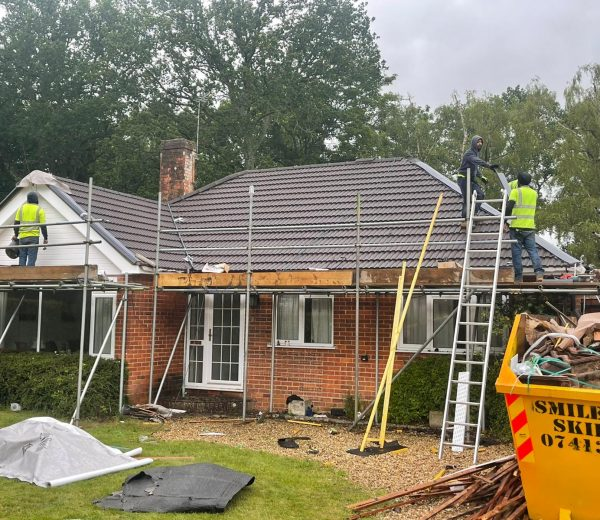 Full bungalow re-roof with scaffolding